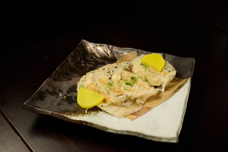 Pan-fried Japanese gyoza dumplings with yuzu at Showa Era Izakaya