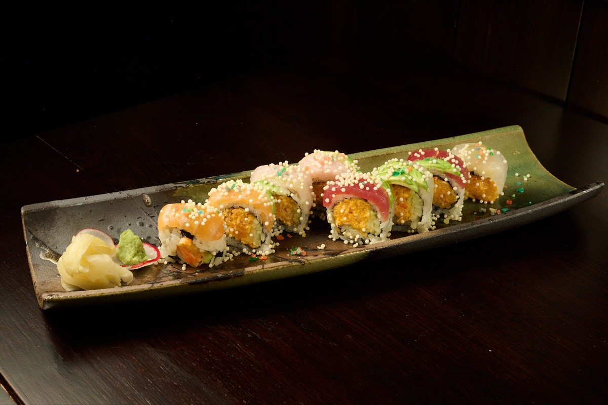 Crispy tempura sushi roll with spicy mayo at Showa Era NYC restaurant