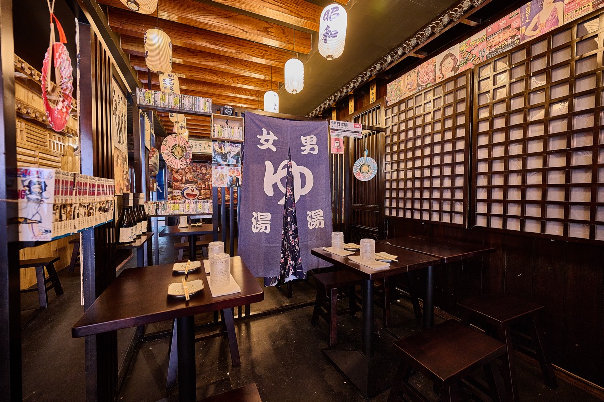 Authentic Japanese izakaya ambiance with Showa-era nostalgic atmosphere in New York